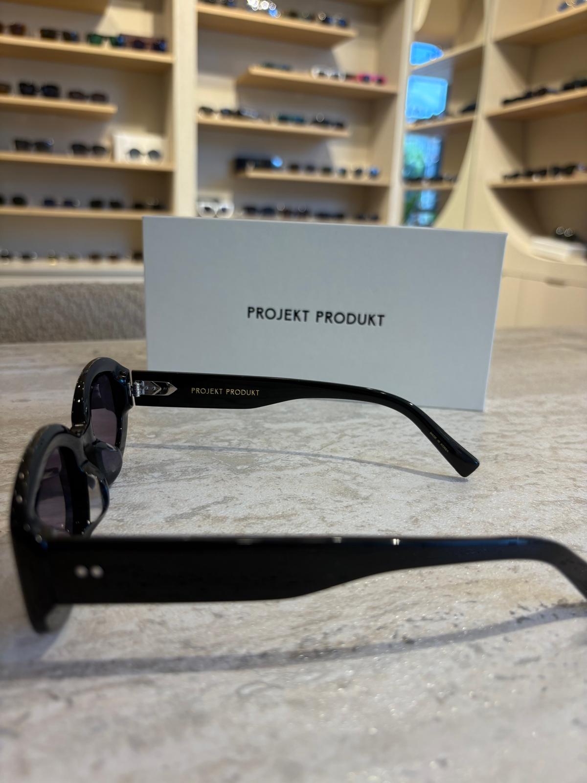 Projekt Produkt P12 HM4 C1 – Kalın Siyah Oval Çerçeveli Unisex Güneş Gözlüğü