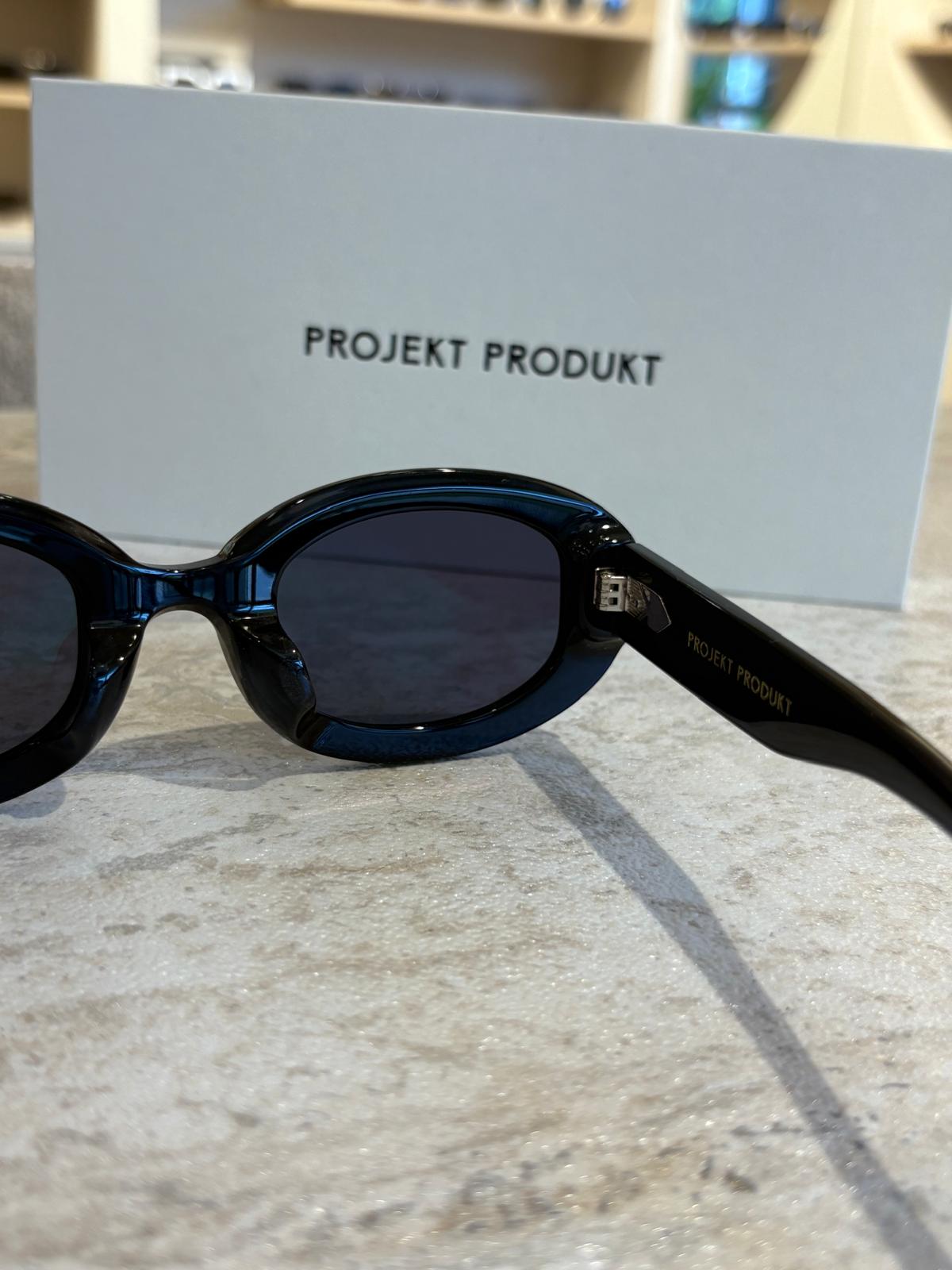 Projekt Produkt P12 HM4 C1 – Kalın Siyah Oval Çerçeveli Unisex Güneş Gözlüğü