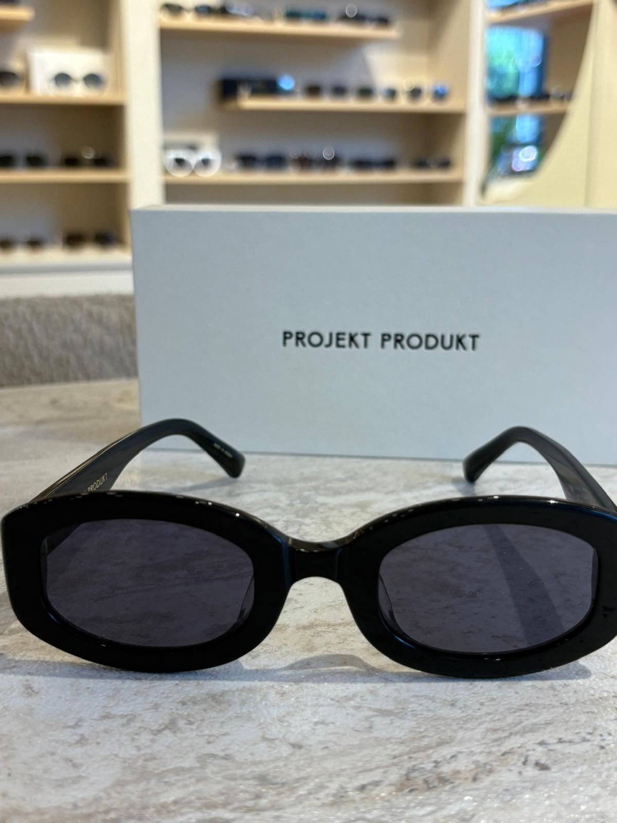 Projekt Produkt P12 HM4 C1 – Kalın Siyah Oval Çerçeveli Unisex Güneş Gözlüğü