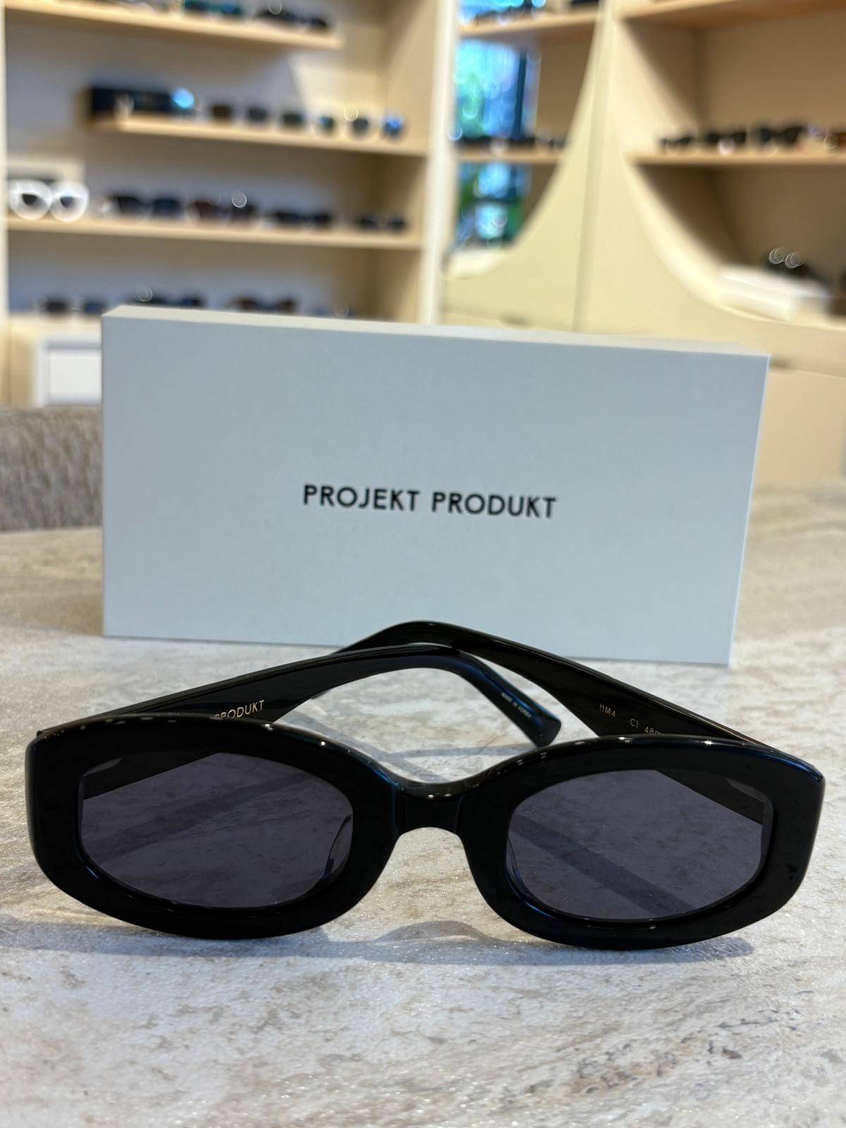 Projekt Produkt P12 HM4 C1 – Kalın Siyah Oval Çerçeveli Unisex Güneş Gözlüğü