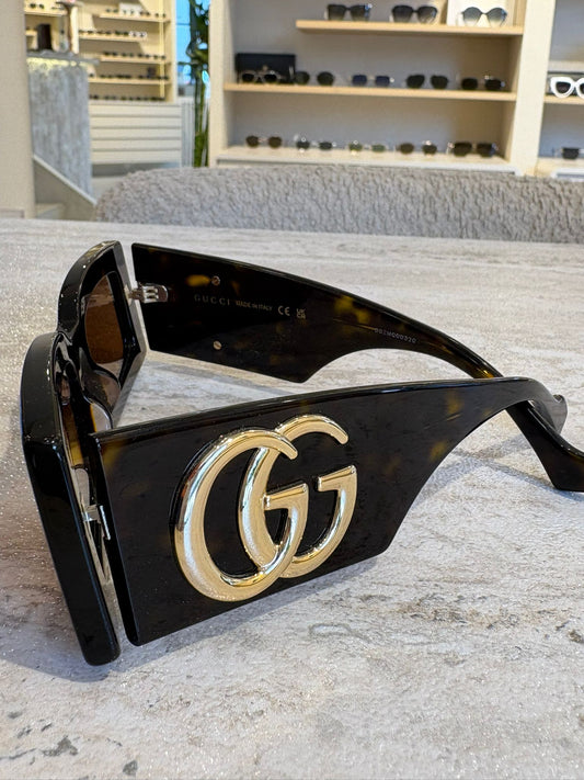 GUCCI GG1425S 002 – Siyah Altın Detaylı Yuvarlak Güneş Gözlüğü (53-21-145)